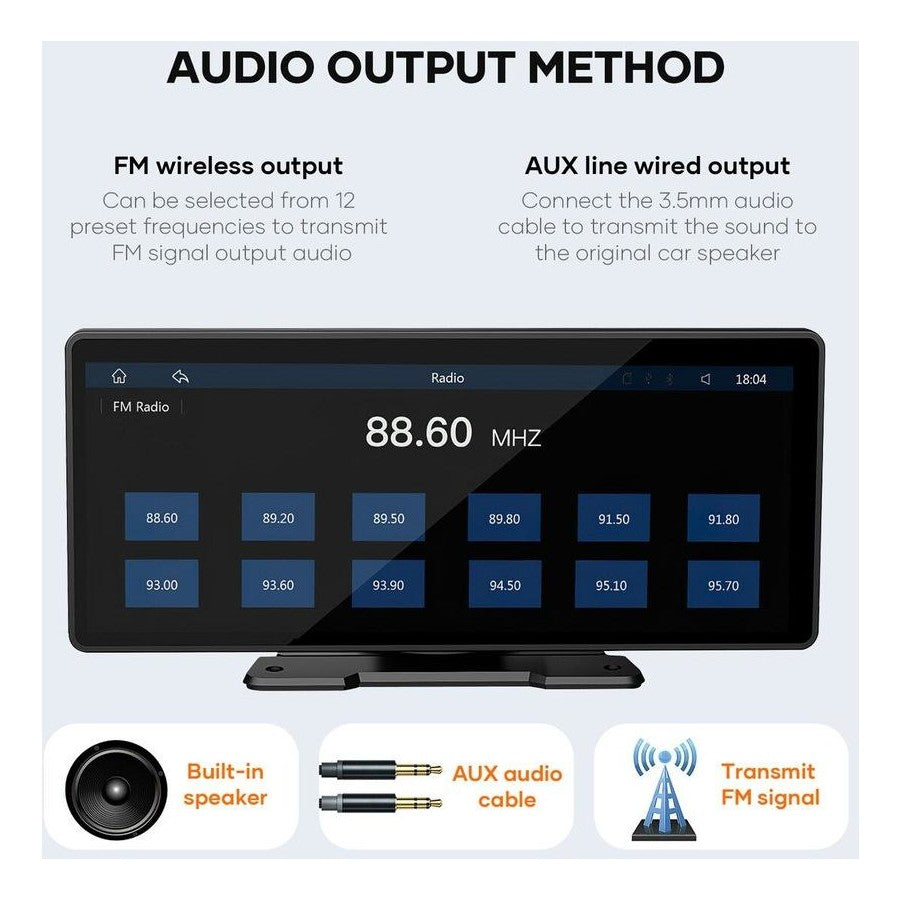 π Ready To Use Wireless Apple CarPlay & Android Auto Screen β Stick-On Dash Mount