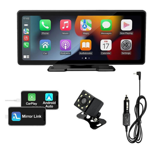 🚗 Ready To Use Wireless Apple CarPlay & Android Auto Screen – Stick-On Dash Mount